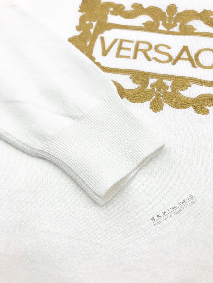 Versace男裝 範思哲20SS秋冬新款刺繡花卉字母針織毛衣  ydi3513